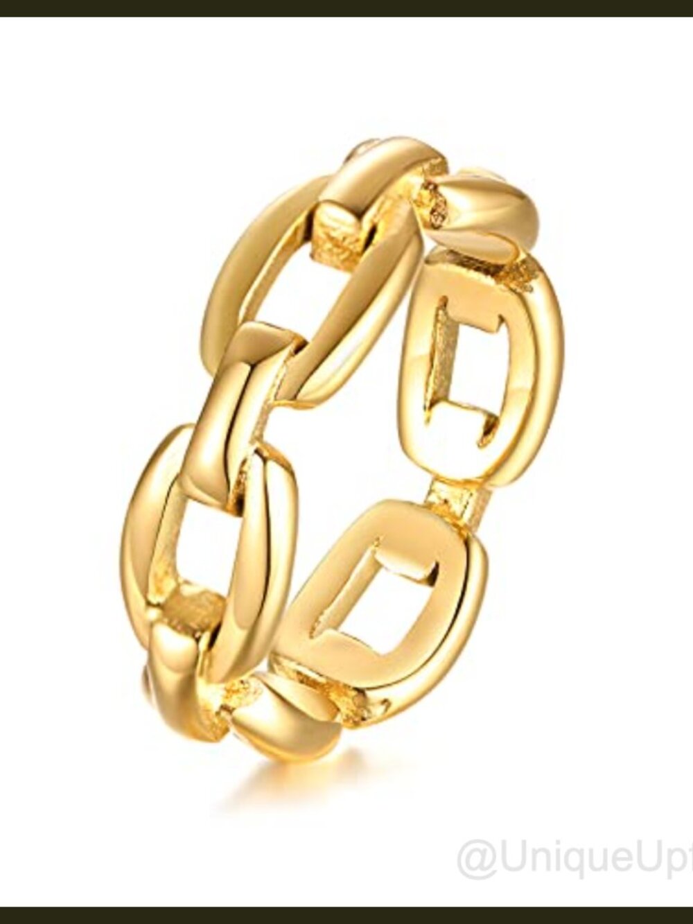 18K Gold Plated Stainless Steel Cuff Link Ring Band for Women